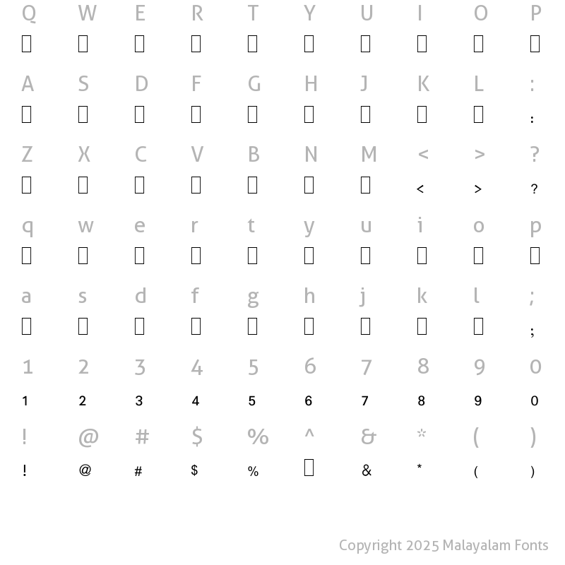 Character Map of ML-NILA01 Regular