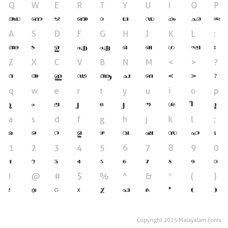 Character Map of ML-TTAparna Bold