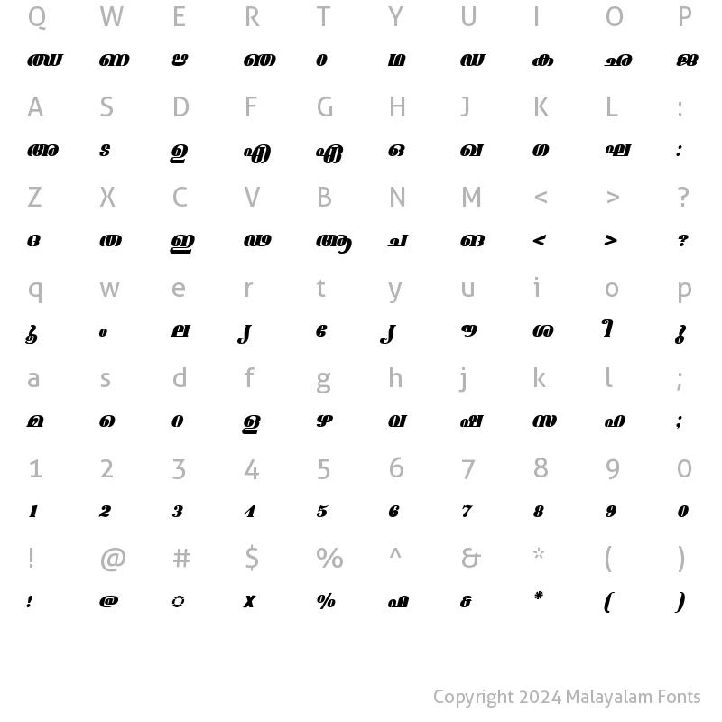Character Map of ML-TTAshtamudiExBold Italic
