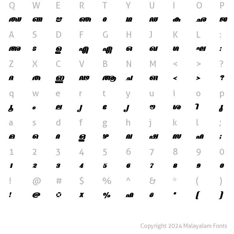 Character Map of ML-TTMadhaviExBold Italic